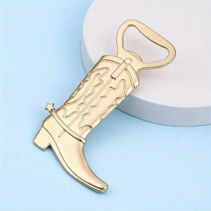 Unique Cowboy <b>Boot</b> Bottle Opener Gold Metal Beer Bottle Cap Remover <b>Vintage</b> Wedding Party Bridal Shower Groomsman Gift - Product Image 1