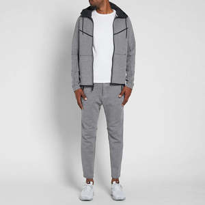 Sudaderas con Capucha y Cremallera Completa con Logotipo Personalizado para Hombre, 100% Algodón, Casual, Sólido, Cortavientos, Transpirable, Conjunto Deportivo de Dos Piezas, Chándal para Correr, Venta al por Mayor - Product Image 3