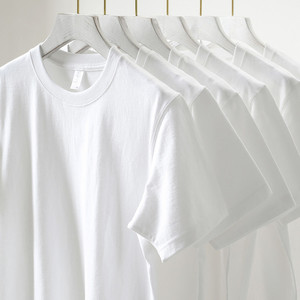 Heavyweight 300g tinh khiết bông Ngắn Tay Áo Crew cổ phong cách cơ bản unisex giản dị lỏng phù hợp với T-Shirt Trắng Cơ <span class=keywords><strong>S</strong></span>ở màu rắn - Product Image 1