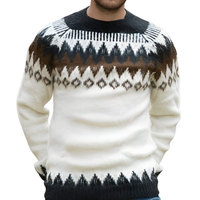 Pull en laine vintage respirant de haute qualité pour homme, 100% pure laine, col rond standard, chaud, tricot d'hiver