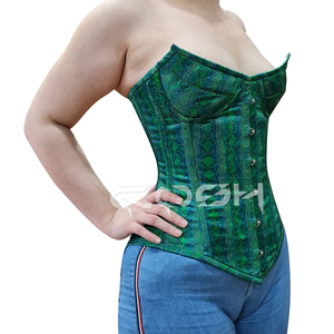 Corsé Overbust Personalizado con Estampado de Piel de Serpiente Verde Esmeralda, Corsé Reductor de Cintura con Varillas de Acero Reforzadas para Club Nocturno - Product Image 4