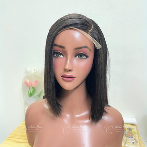 Alpha Hair Human Hair Closure Straight Bob <b>Wig</b> Remy Fast Shipping Hair Hand Tied Weft Full Ends Glueless Lace Front - Product Image 1