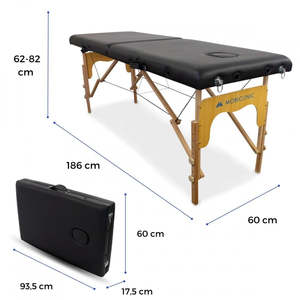 Camilla de masaje portátil de madera plegable Mobiclinic BASIC de 180x60 cm, cama de mesa negra para uso en sala de estar y Spa - Product Image 1