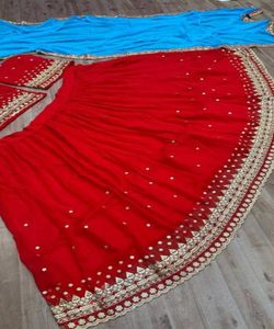 Superbe Lahenga Choli brodé avec velours de luxe et miroir lourd pour les femmes robe de soirée de mariage robe de soirée - Product Image 5