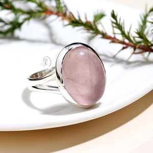 Vintage Rose Quartz Engagement Oval Shaped <b>Silver</b> Plated <b>Solid</b> <b>Silver</b> Genuine Rose Quartz Wedding Ring Birthstone Gemstone - Product Image 6