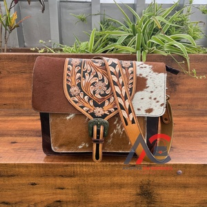 New Collection Real Cowhide Fur Hand Tooled Leather Sling <b>Bag</b> Carving Bohemian <b>Bags</b> Hot Selling <b>Bags</b> for Women's Multi Uses - Product Image 1