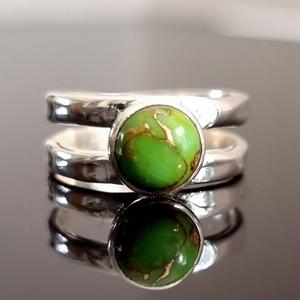 Bague fine en argent sterling 925 faite à la main belle bleu cuivre Turquoise bijoux de créateur classique pour mariage ou fiançailles - Product Image 1