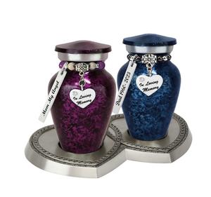 Base Conmemorativa de Peltre con Doble Corazón para 2 Mini Urnas Pequeñas, Urnas de Aluminio para Cenizas Humanas, Adultos, Hombres, Mujeres, Cenizas Grandes - Product Image 2