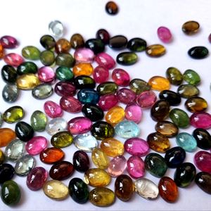 Tourmaline Multicolore Naturelle Ovale 3x5mm Cabochon Qualité Supérieure-Tourmaline Multicolore Lâche - Product Image 1