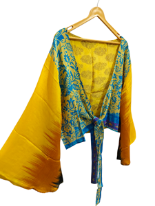Chemise courte haut d'été Robe de maternité cadeau Robe de plage fête porter indien imprimé soie Sari Kimono, - Product Image 4