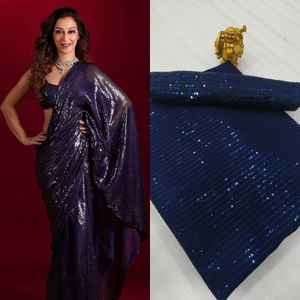 Tenue de soirée sexy de qualité supérieure, meilleure collection, chemisier georgette saree avec broderie séquentielle au taux le plus bas - Product Image 6