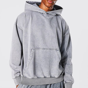 Jersey unisex con capucha lavada vintage de etiqueta privada con bolsillo canguro - Product Image 3