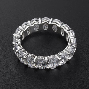 Anillos de eternidad de moissanita de corte ovalado de 0,3 quilates con certificado, banda de boda de diamante medio/completo para mujer - Product Image 4