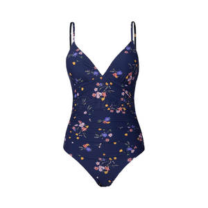 Maillot de bain femme confortable, respirant, à contraste de couleurs, durable, sans couture, une pièce, avec logo frontal, séchage rapide - Product Image 2