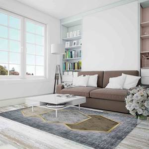 Alfombra con Patrón Hexagonal Dorado: Alfombra Moderna Antideslizante de Chenilla, Alfombra Suave No Tejida - Product Image 5