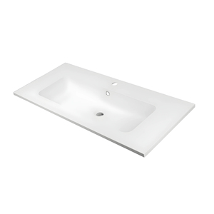 Lavello da incasso in marmo bianco opaco 91x46 cm composizione armadi da bagno confezione 1 - Product Image 1