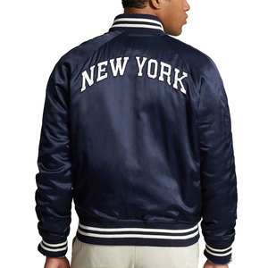 Proper Factory Design Outfit Slim Fit Men Satin Varsity Jacket Front Full Zipper Easy To Wear Men Satin Varsity Jacket - Product Image 2