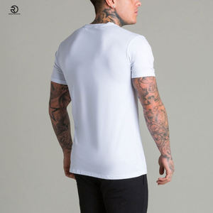 Logo d'usine personnalisé Muscle Fit T-shirt noir col rond manches courtes T-shirt vierge pour hommes - Product Image 4