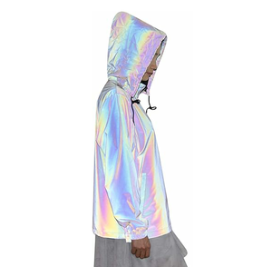 Coupe-vent d'extérieur respirant et imperméable pour hommes, veste réfléchissante de couleur unie avec col carré en toile - Product Image 4