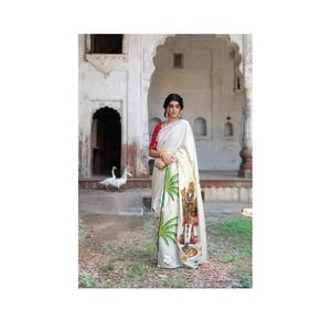 Deepawali Special Georgette Saree con espejo de trabajo floral impreso Saree con tamaño personalizado disponible a granel - Product Image 1