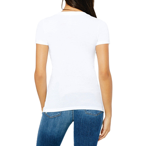 B2B, venta al por mayor, camisetas con cuello en V para mujer, camisetas de tela suave de alta calidad, camisetas transpirables lisas y estampadas con cuello en V para mujer - Product Image 5