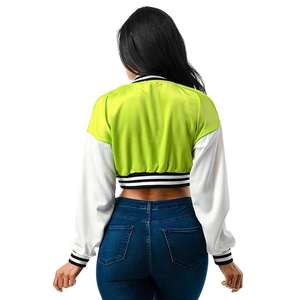 Wholesale Stylish <b>Women</b> Short Quilted Crop Varsity <b>Jacket</b> Stand Breathable Denim High Quality Cotton Eco-Friendly Reversible - Product Image 6