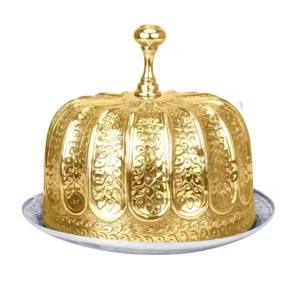 Gama Premium de olla Khajoor dorada de venta mundial y decoración de cuenco de fecha en la mesa Olla de crema de metal en grabado terminado - Product Image 1