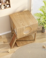 Maison pour chat en bois, condo moderne pour chat, tour pour chat avec griffoir, meubles pour animaux de compagnie pour chats d'intérieur