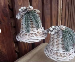 Campanas de Navidad de ratán hechas a mano, decoración rústica de Noel, adornos de árbol de Navidad ecológicos para la decoración del Festival de la fiesta en casa - Product Image 4