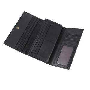 Men's Genuine Leather Slim <b>Wallet</b> With Striped Lining Fold Closure <b>Card</b> <b>Holder</b> Short Length Minimalist Design - Product Image 1