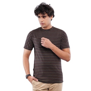 Camiseta a rayas de diseño personalizado para hombre, tela de algodón y poliéster transpirable, ropa informal de manga corta, camiseta para uso diario - Product Image 1