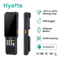 Terminal de données mobiles robuste Android 14 IP68 avec lecteur de codes-barres 1D/2D et batterie interchangeable 6700 mAh