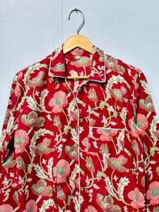 Ropa de dormir con estampado Floral de algodón 100% hecha a mano india para mujer-elegante lujo Casual transpirable mañana caminar traje verano otoño - Product Image 4