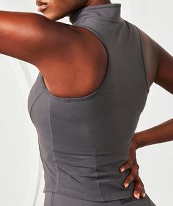 Nouvel arrivage Débardeur de sport slim fit sans manches à col montant et fermeture éclair Débardeur de sport athlétique pour femmes pour le yoga et le fitness - Product Image 6