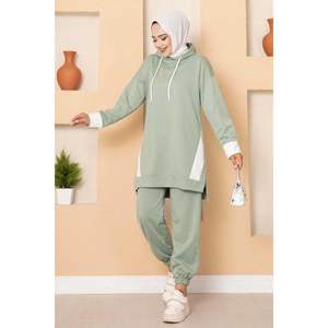 Ensemble de survêtement modeste avec détail à capuche menthe - Product Image 2