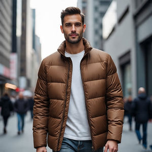 Chaqueta acolchada de alta calidad para hombre de invierno 2024, prendas de vestir informales con cuello levantado y cremallera con Abrigo acolchado de burbujas - Product Image 1