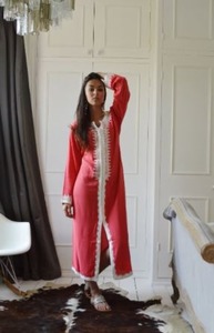 Robe longue brodée à manches courtes et longueur cheville pour femme, Kaftan, nouveau Style - Product Image 2