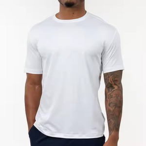 Venta al por mayor de manga corta con cuello redondo de buena calidad 100% algodón Slim Fit gris en blanco camiseta de los hombres - Product Image 5