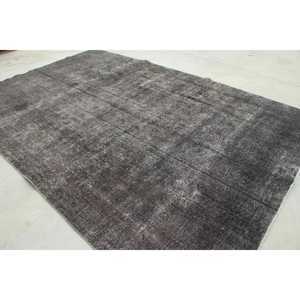 Alfombra Turca Extra Grande de 7.6x11.8 pies, Alfombra de Lana Ikat Vintage Gris y Negra - Product Image 4