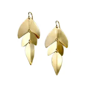 漂亮的镀金叶子设计黄铜耳环手工耳环/女性配件/礼品珠宝价格便宜