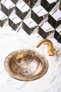 Évier en laiton de style artisanal pour la décoration artistique de la salle de bain, avec un savoir-faire soigné et une beauté métallique - Product Image 5