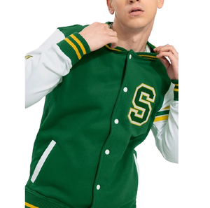 Chaqueta de Forro Polar con Logotipo Personalizado, Chaqueta Varsity de Alta Calidad con Cuello Alto para Hombre, Chaqueta de Baloncesto de Forro Polar Teñido Liso - Product Image 1