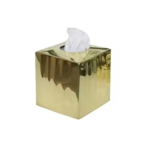 Caja de soporte de papel de seda de Metal pulido dorado de lujo, diseño Rectangular elegante, perfecto para una decoración de baño elegante - Product Image 1