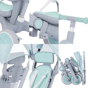 BEBELUX CE Certificat Pliant Enfants Tricycle Toddler Trike peut transférer à l'équilibre vélo avec dossier et Parent Pusher - Product Image 4