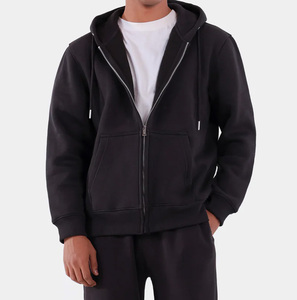 Sweat à capuche unisexe à fermeture éclair en gros, 100% coton, 380 g/m², molleton lourd, couleur unie, streetwear, hiver, imperméable - Product Image 1