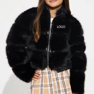 Chaqueta de piel sintética para niñas Tela de felpa suave Acogedor y cómodo Cierre de cremallera de piel sintética Diseño moderno y elegante Logotipo personalizado - Product Image 1