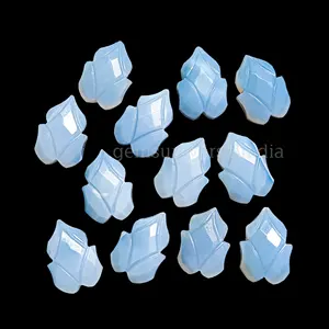 Batu permata ukir daun Opal biru berkualitas bagus manik-manik daun segi Opal longgar batu permata mulia mewah daun batu Briolette 14x10mm