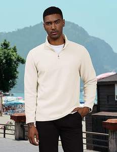 Jersey de golf ajustado para hombre de 250GSM al por mayor, logotipo personalizado, cremallera térmica en colores sólidos para deportes de invierno, marca de calidad - Product Image 3