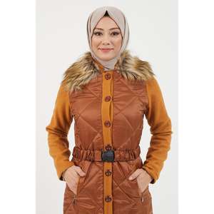 Manteau-robe boutonné pour femme, style quotidien, avec rembourrage en duvet 150g-200g, fusion sans couture et détection par aiguille - Product Image 2