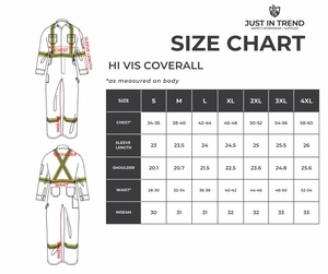 Safety Hi Vis Overall con cremallera en la pierna-100% algodón, 7 oz-Logotipo personalizable - Product Image 4